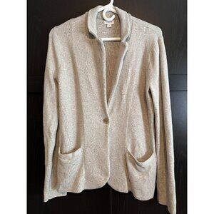 J. Crew Women's Gray Collared Knit Sweater Blazer Small Long Sleeves Pockets